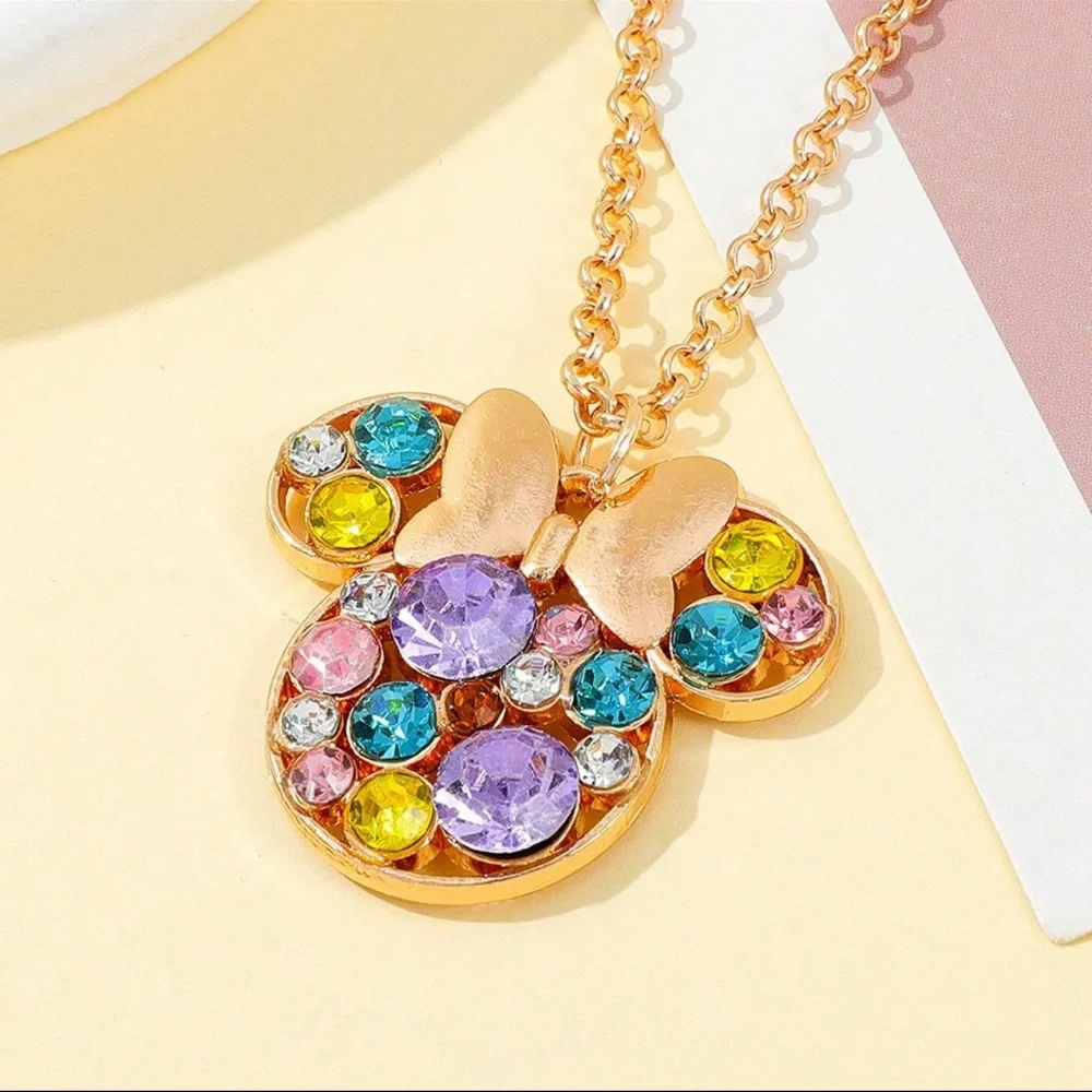 Colorful Crystal Disney Minnie Mouse Necklace - Picture 7 of 9
